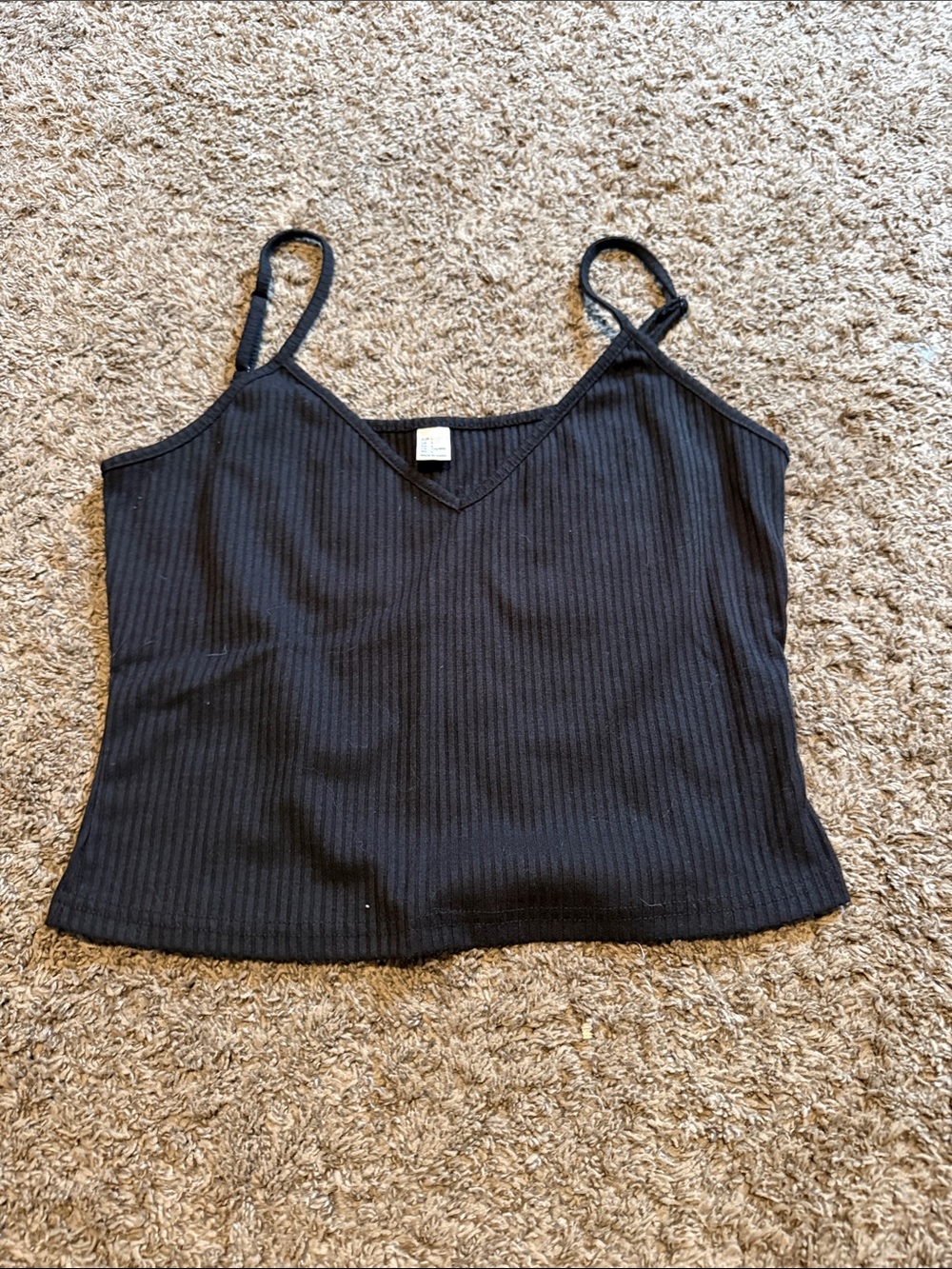 Black Ribbed V-Neck Camisole Tank Top - Women